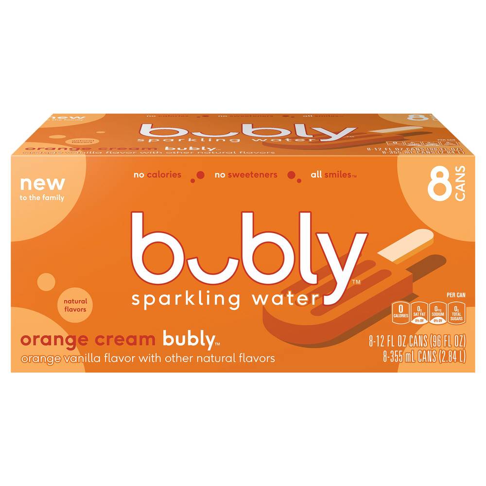 bubly Sparkling Water, Orange Creamsicle (8 x 12 fl oz)