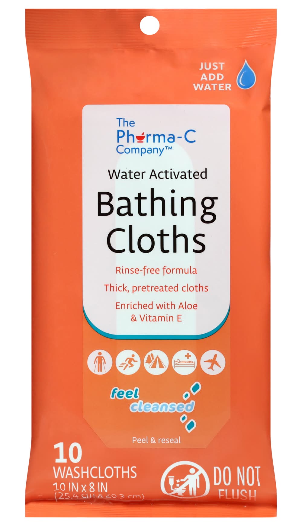 Pharma C Wipes Water-Activated Bathing Cloths (3.2 oz)