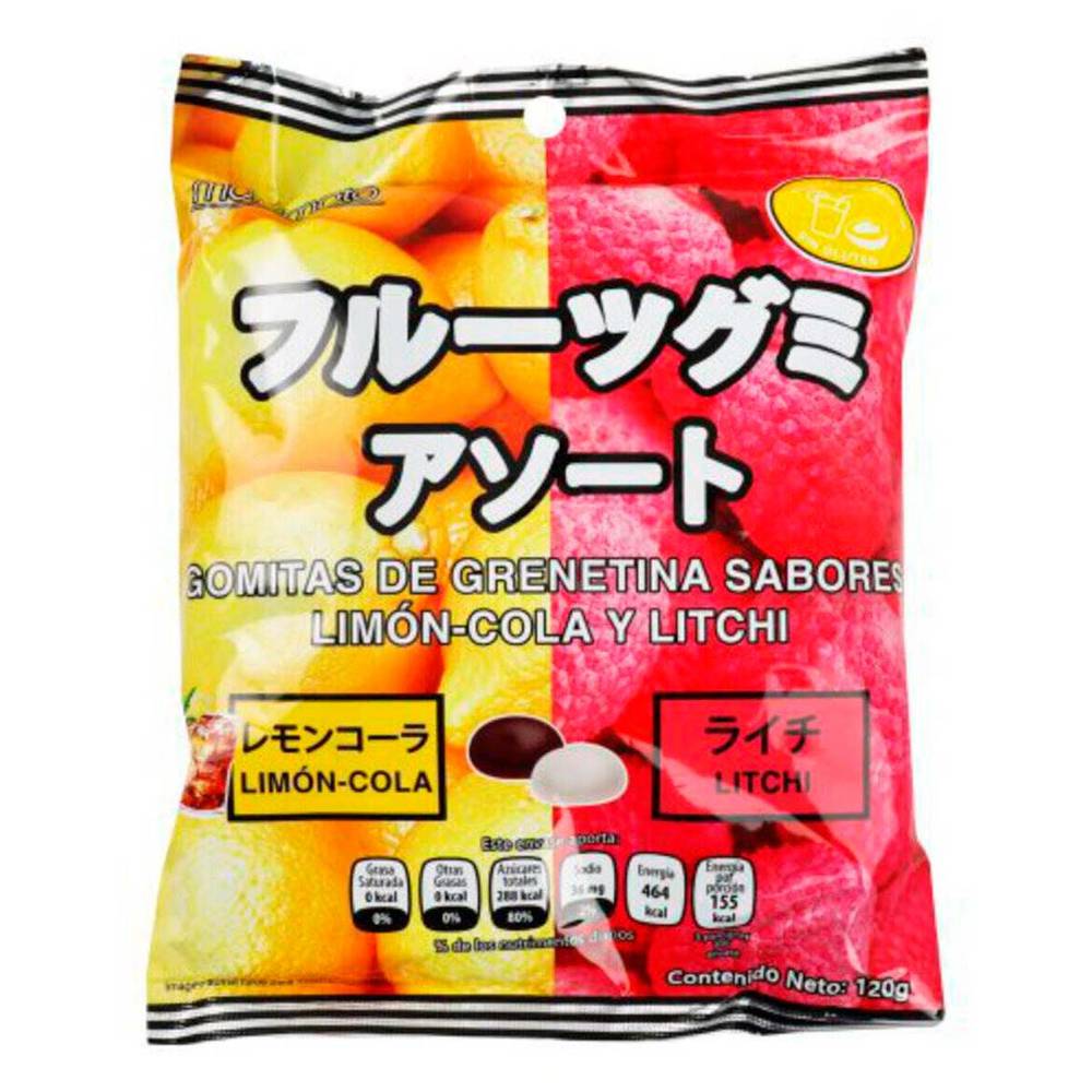 Morimoto gomitas de grenetina limón-cola y litchi (bolsa 120 g)