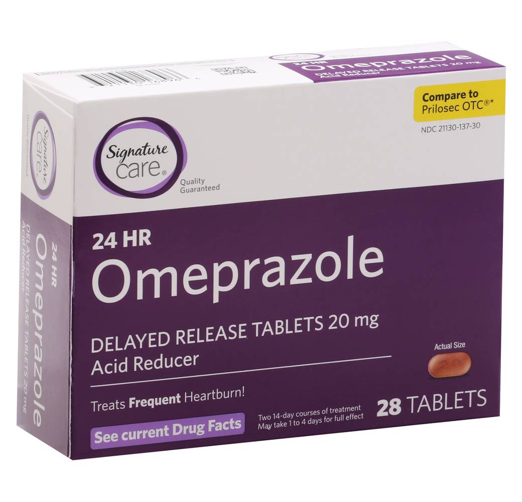 Signature Care 24 Hr Omeprazole 20 mg Acid Reducer Tablets