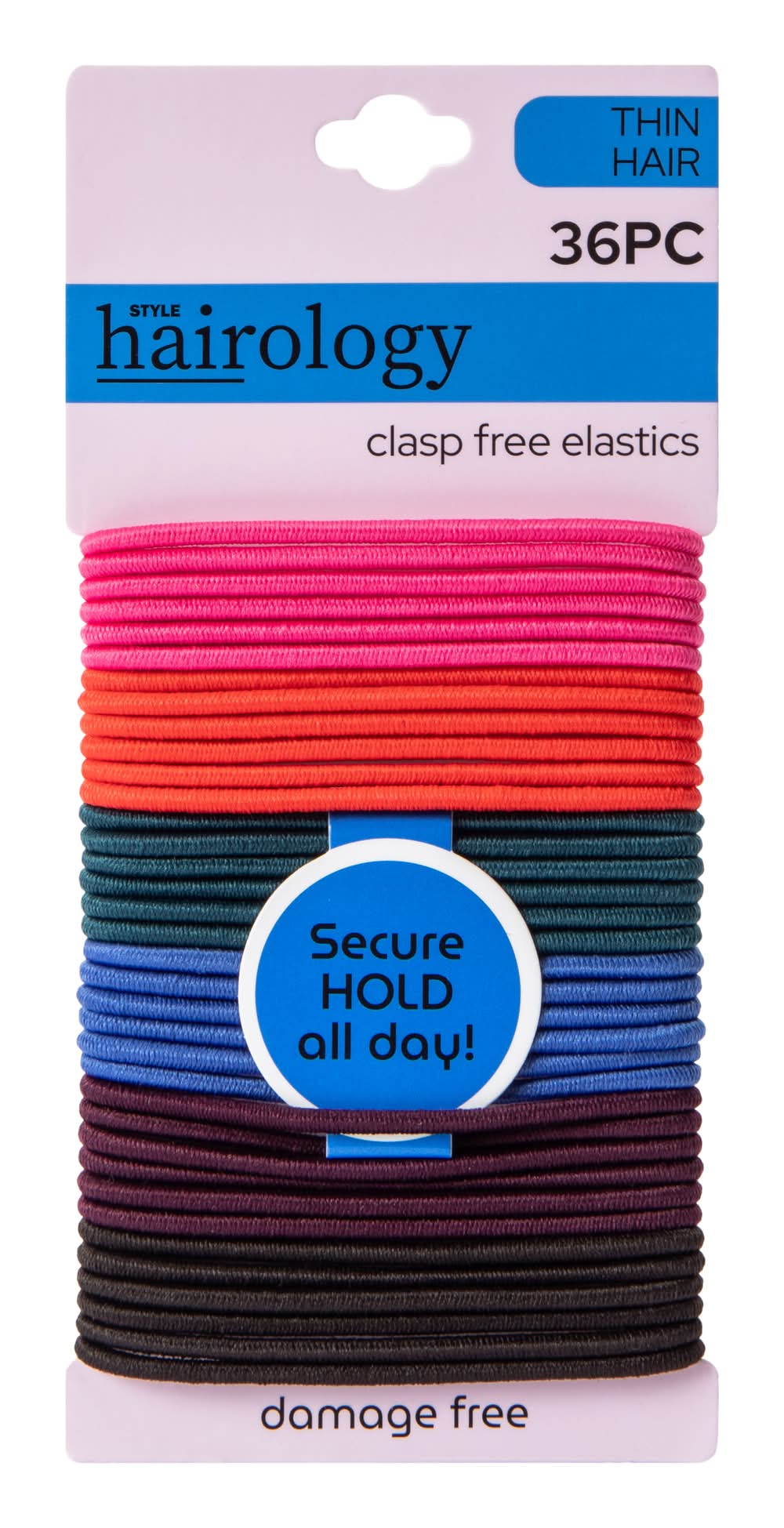Clasp-Free Elastics 36-Count - Thin Hair Pink