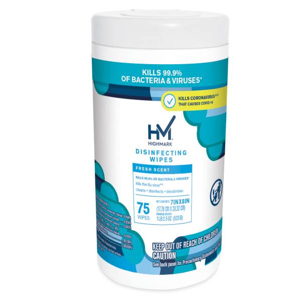 Highmark 7"x8" Fresh Scent Disinfecting Wipes (75 ct)