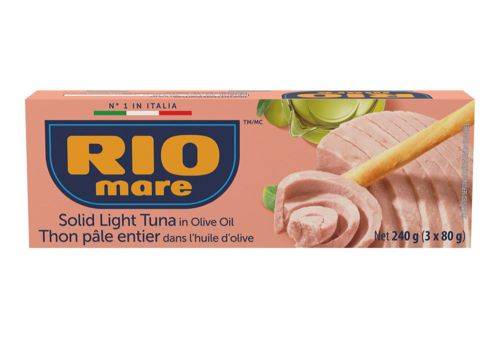 Rio mare thon pâle entier dans l’huile d’olive (3 unités, 80 g) - solid light tuna in olive oil (3 ct, 80 g)