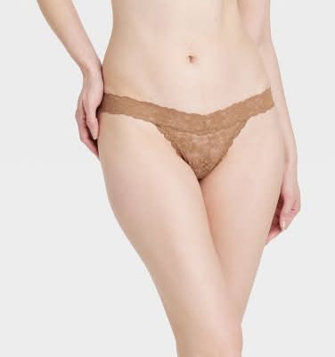 Auden Allover Lace Thong Underwear, Women, S, Camel