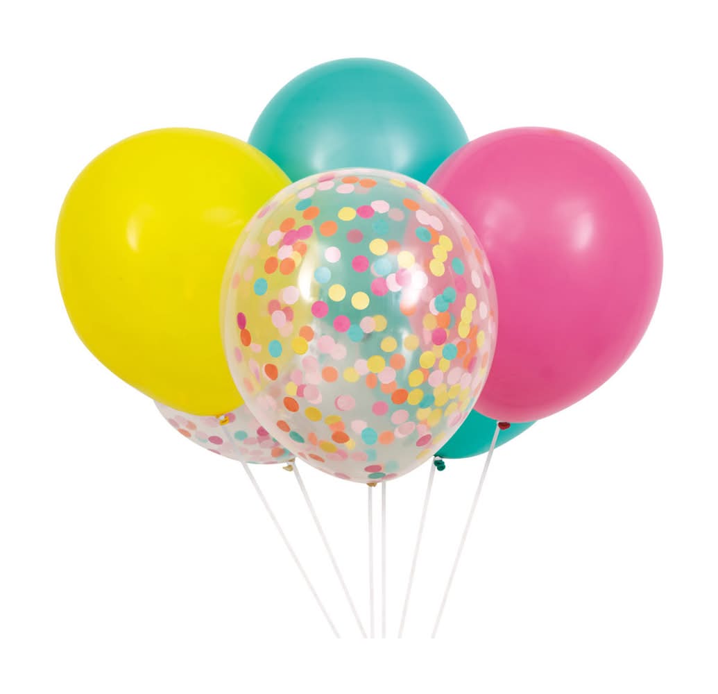 3-2-1 Party Latex and Confetti Balloons (12 ct)