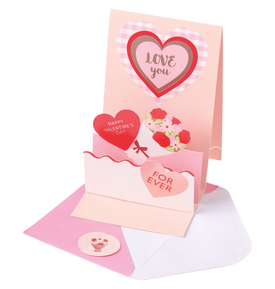 Pembrook Pop Up Valentine's Day Card Red Hearts