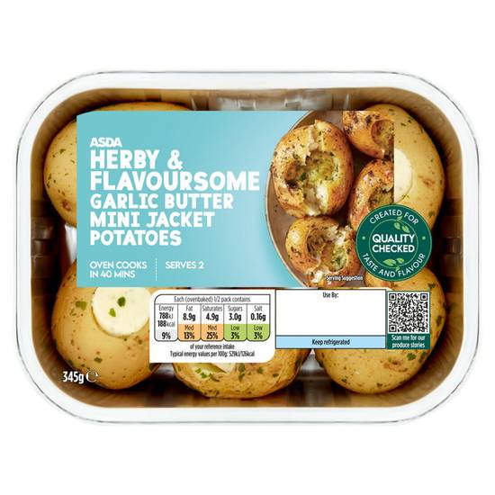 ASDA Herby & Flavoursome Garlic Butter Mini Jacket Potatoes 345g