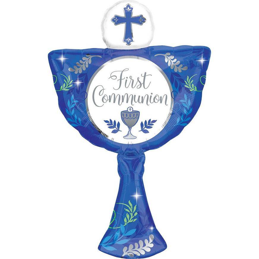 Uninflated Giant Blue Chalice Communion Balloon, 20in