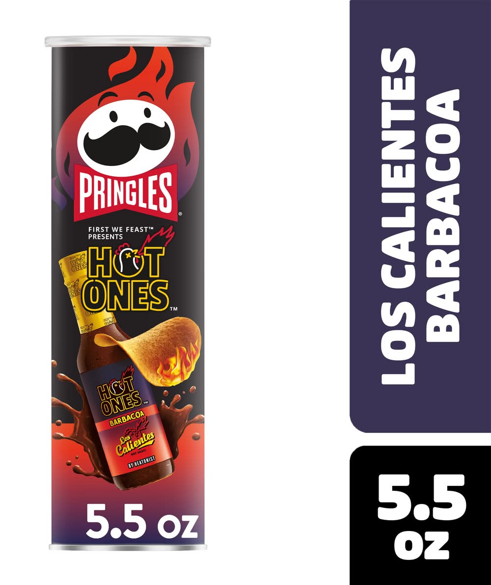 Pringles Hot Ones Potato Crisps Chips, Smoky Barbacoa Hot Sauce (5.5 oz)