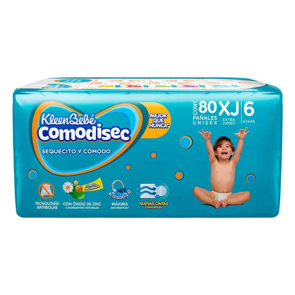 KleenBebé · Comodisec pañales desechables para bebés, XJ (80 un)