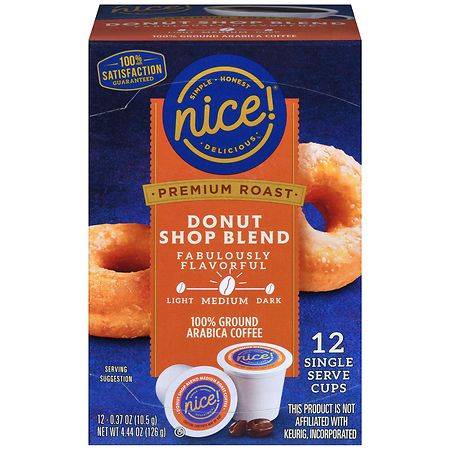 Nice! Donut Shop Blend Arabica Coffee (4.44 oz, 12 ct)