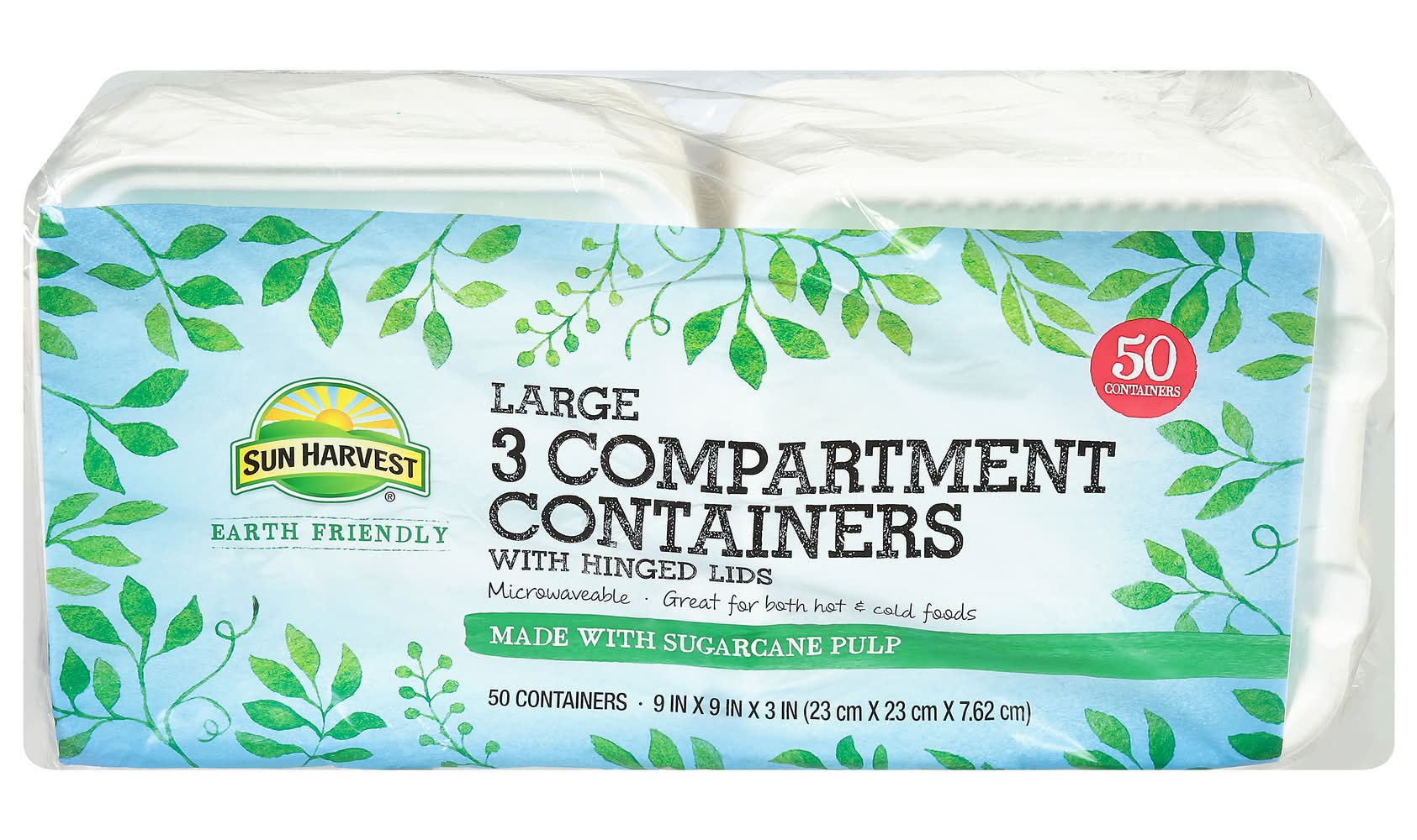 Sun Harvest Earthy Friendly Large 3 Compartment Containers (4.01 lbs)