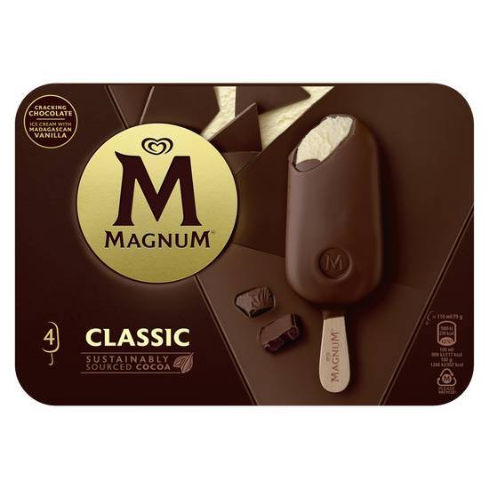 Magnum glace bâtonnet classic à la vanille de madagascar (4 pcs)