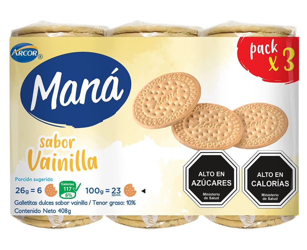 Arcor · Maná galletitas dulces - Vainilla (3 un)