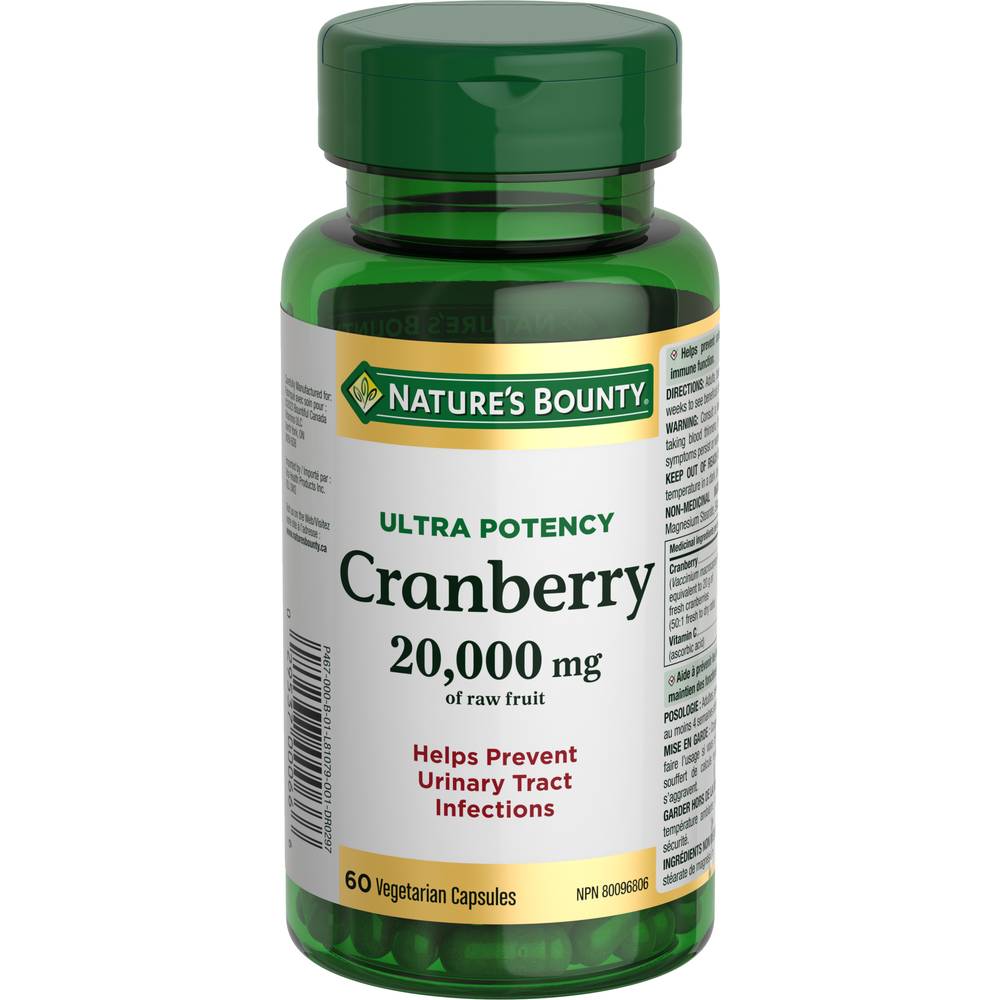 Nature's Bounty Ultra Cranberry Capsules 20000 mg (10 g)