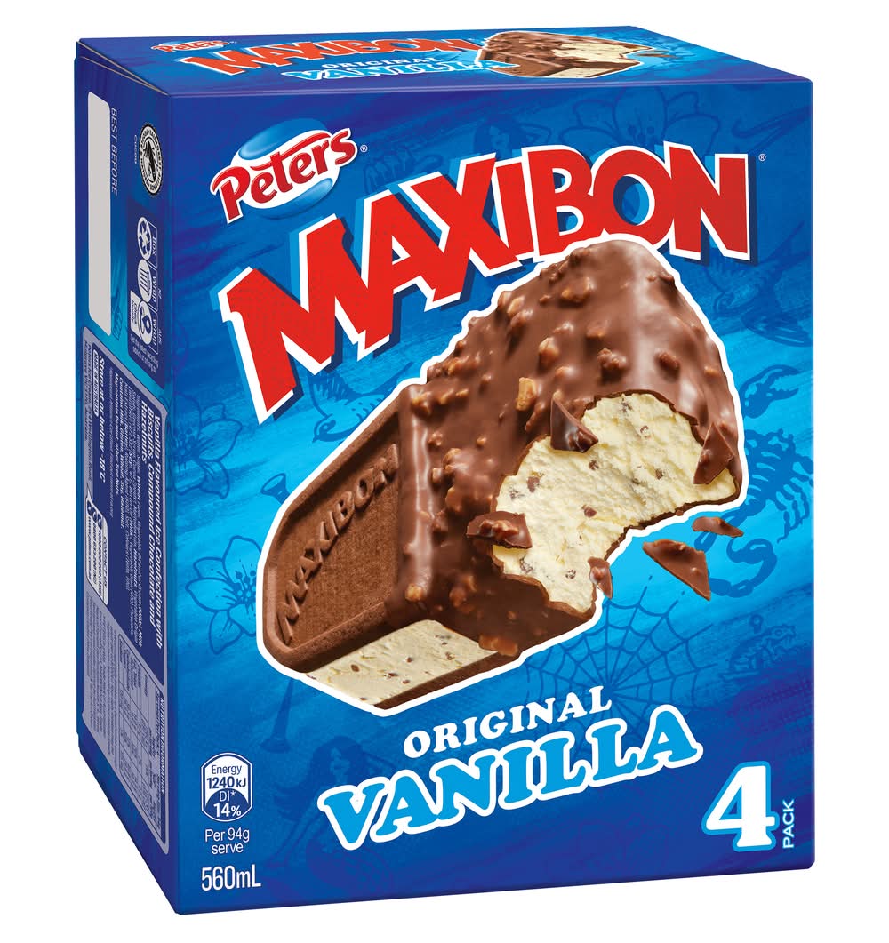 Peters Maxibon Ice Cream, Vanilla (560mL, 4 pack)