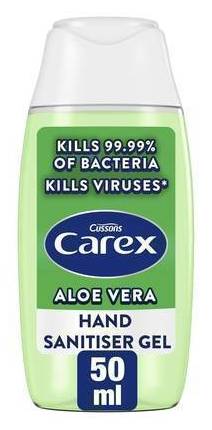 Carex Antibacterial Hand Sanitiser Gel Aloe Vera 50ml