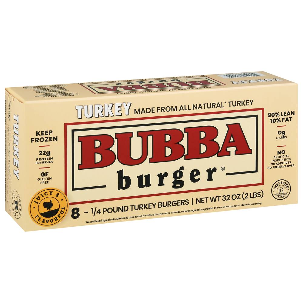 BUBBA burger Turkey Burgers (2 lbs, 8 ct)