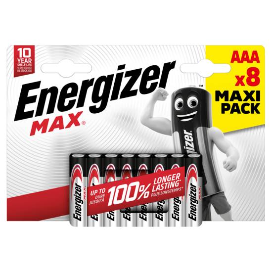 Energizer Max Aaa Batteries, Alkaline, 8 pack