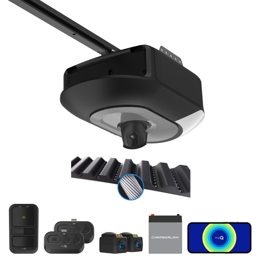 Chamberlain 1-HP Premier Smart Compatible Belt drive Garage Door Opener Wi-Fi Compatibility and Battery Back-Up LED Light and Camera(s)