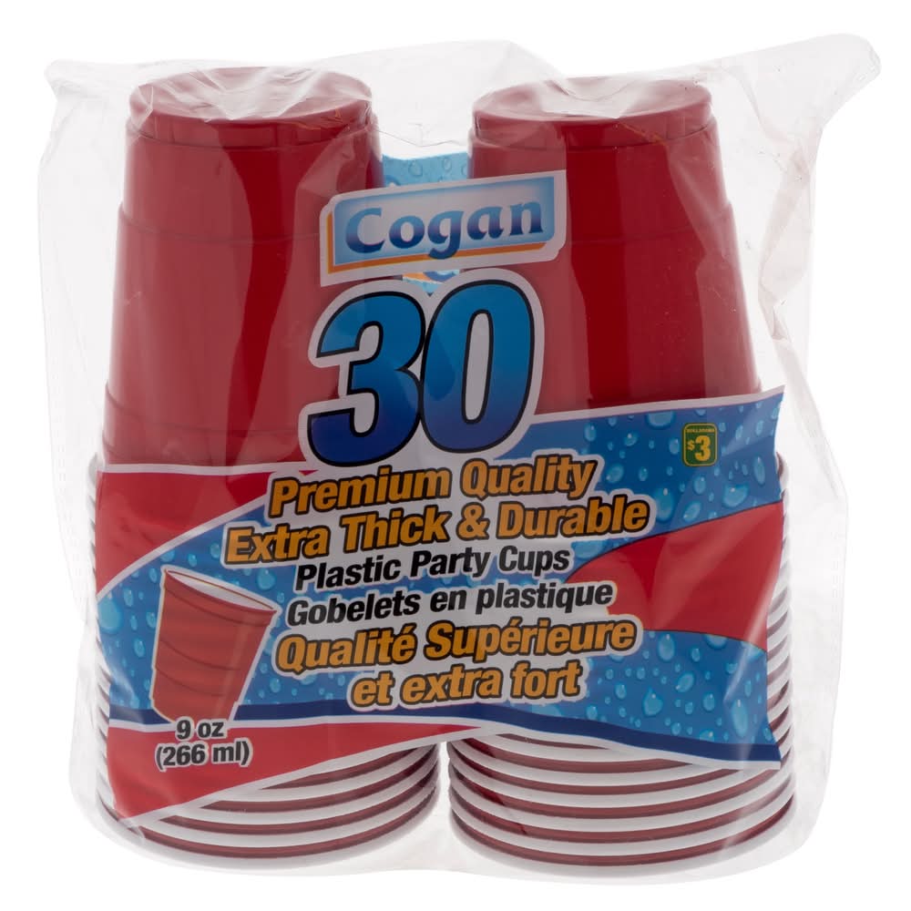 Cogan Plastic Party Cups 266 ml, Red (30 ct)