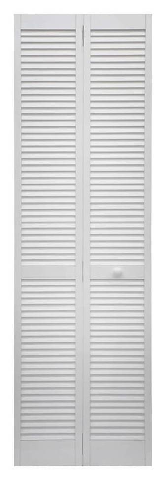 RELIABILT 24-in x 80-in primed Louver Solid core Primed Pine Wood Closet Bifold Door ( Hardware Included ) | RAD 730-24