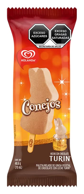 Holanda · Conejos turin paleta helada, chocolate con leche (70 ml)