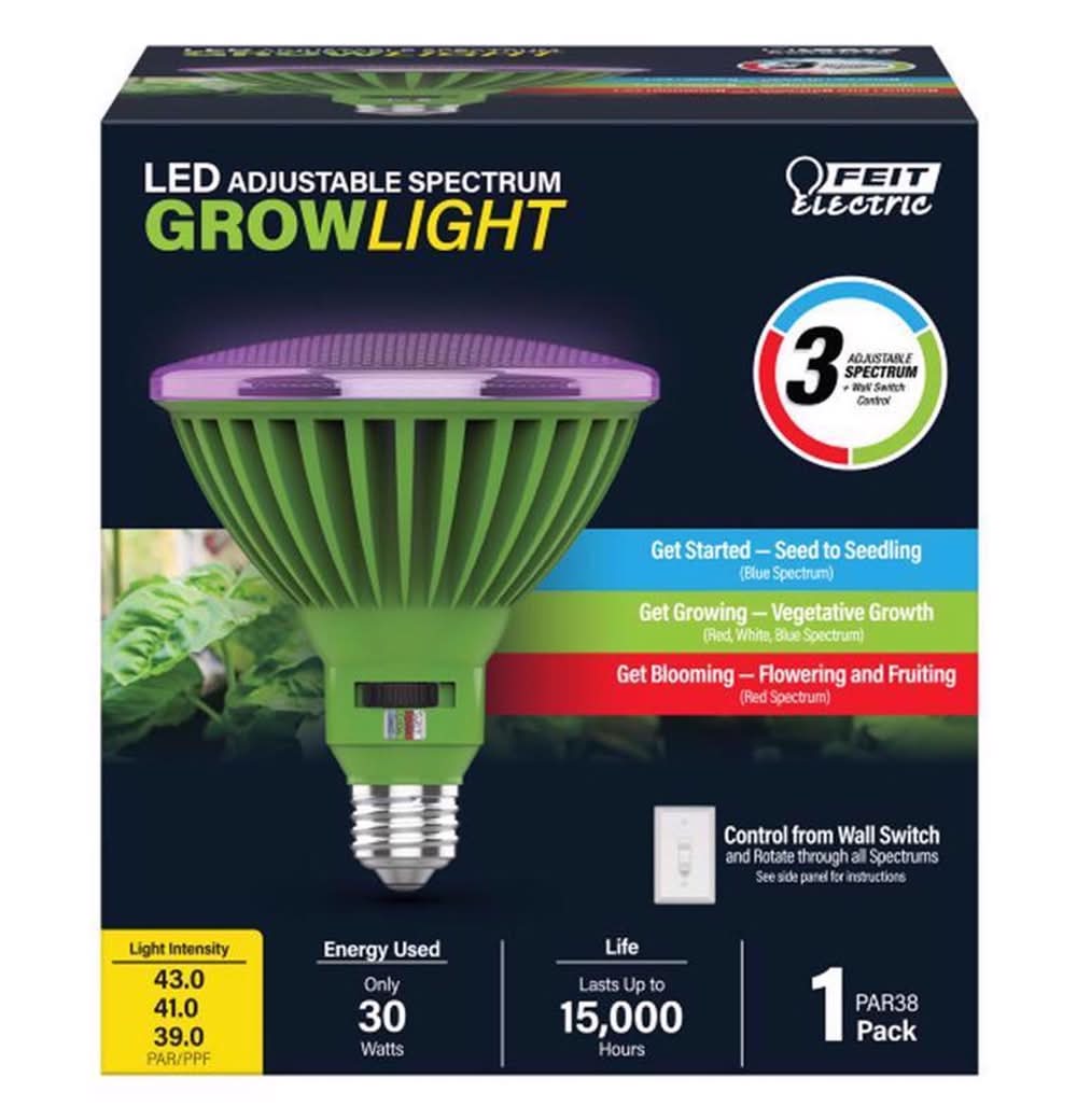 Feit Par38 E26 (Medium) Led Grow Light Clear 30 Watt Equivalence 1 Pk