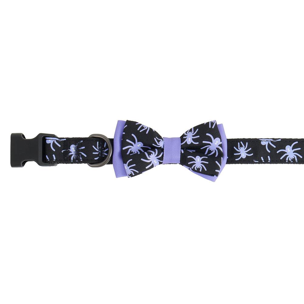 Thrills & Chills Embellish Spider Dog Collar (Color: Black, Size: Medium)