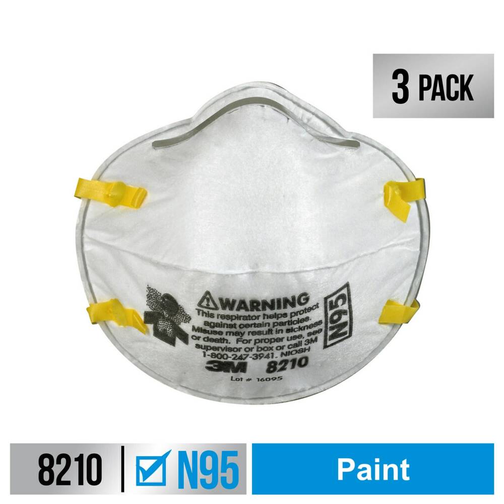 3M 3-Pack White Disposable N95 Painting Disposable Respirator | 8210PA3-QPB