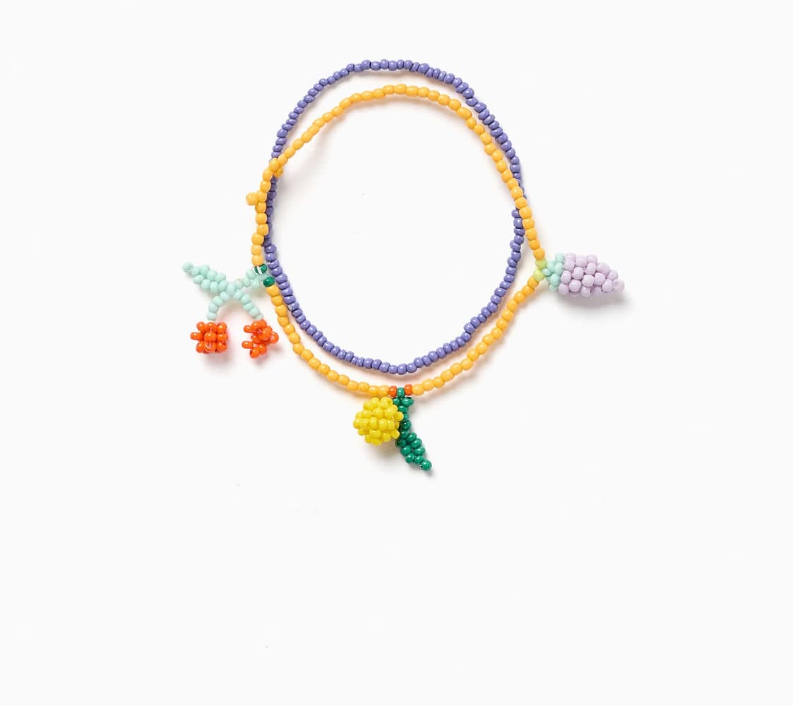 2 Pulseiras De Missangas Com Pingentes De Fruta Para Menina (Vários - Único)
