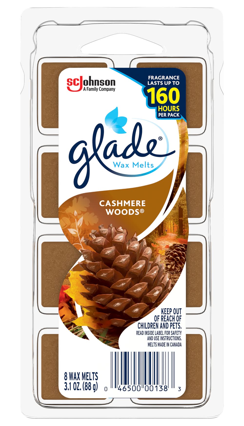 Glade Cashmere Woods Wax Melts (3.1 oz, 8 ct)
