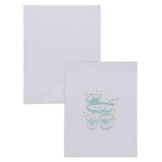 Celebrate It Baby Stroller Blank Greeting Card Set, White