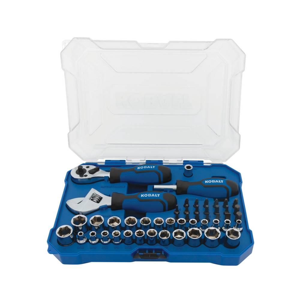 Kobalt 50-Piece Standard (SAE) and Metric Polished Chrome Mechanics Tool Set with Hard Case | 53341