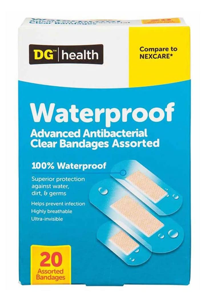 Dg Health Waterproof Advanced Antibacterial Clear Bandages Assorted 20 Ct