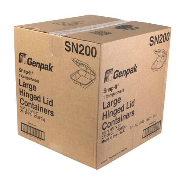 Genpak Foam Hinged Dinner Container Lid, White (200 ct)