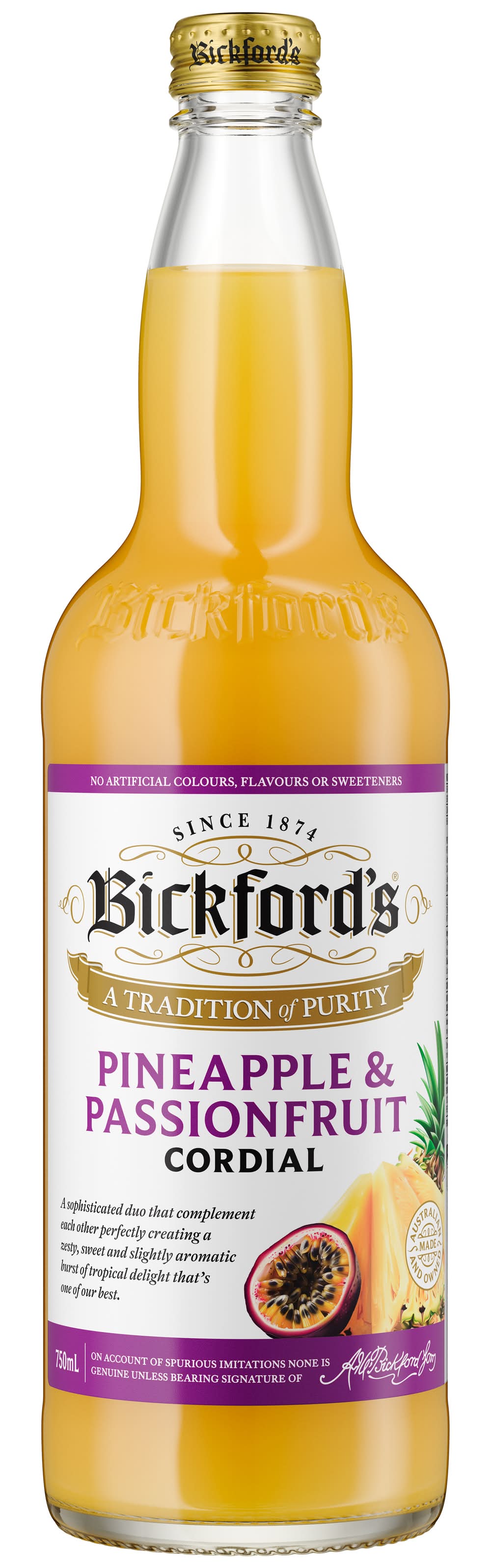Bickford's A Tradition Of Purity Cordial, Pineapple & Passionfruit (750mL)