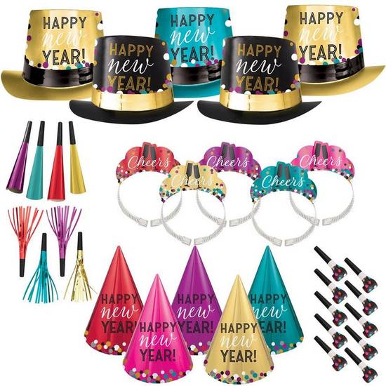Kit for 100 - Colorful Confetti New Year's Eve Party Kit, 200pc