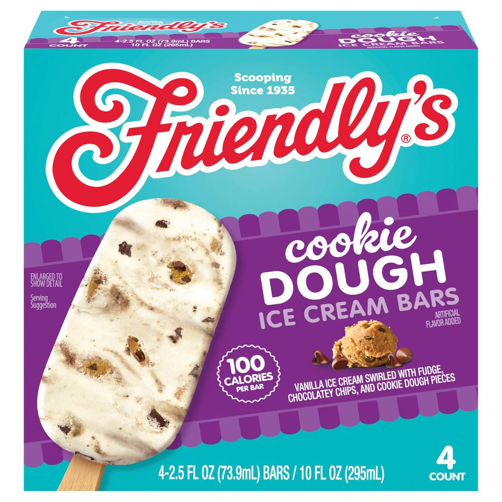 Friendly's Cookie Dough Ice Cream Bars, Vanilla (10 fl oz, 4 ct)