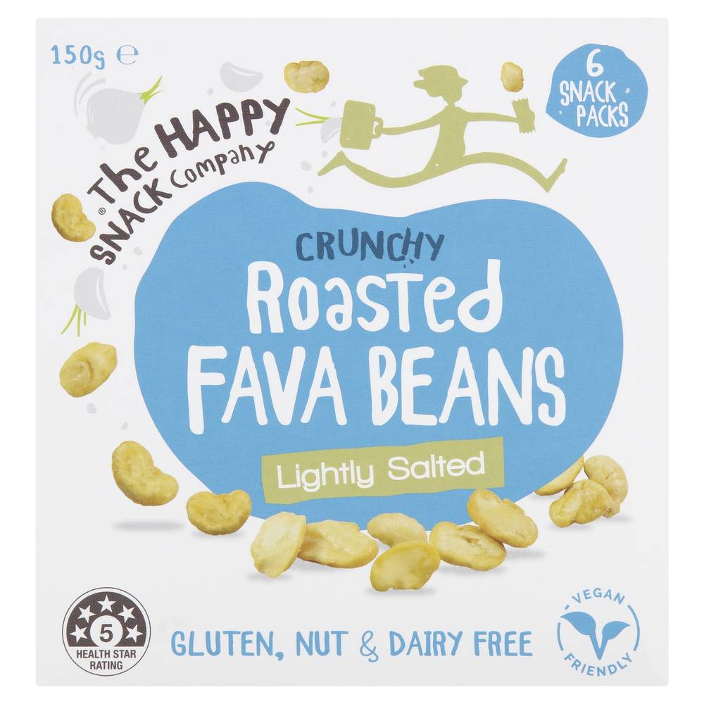 The Happy Snack Company Lightly Salted Crunchy Roasted Fava Beans (150g, 6 pack)