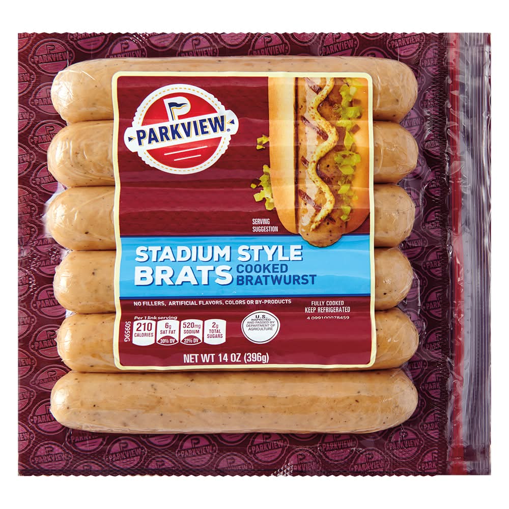 Parkview Cooked Bratwurst, Stadium Style Brats (14 oz)