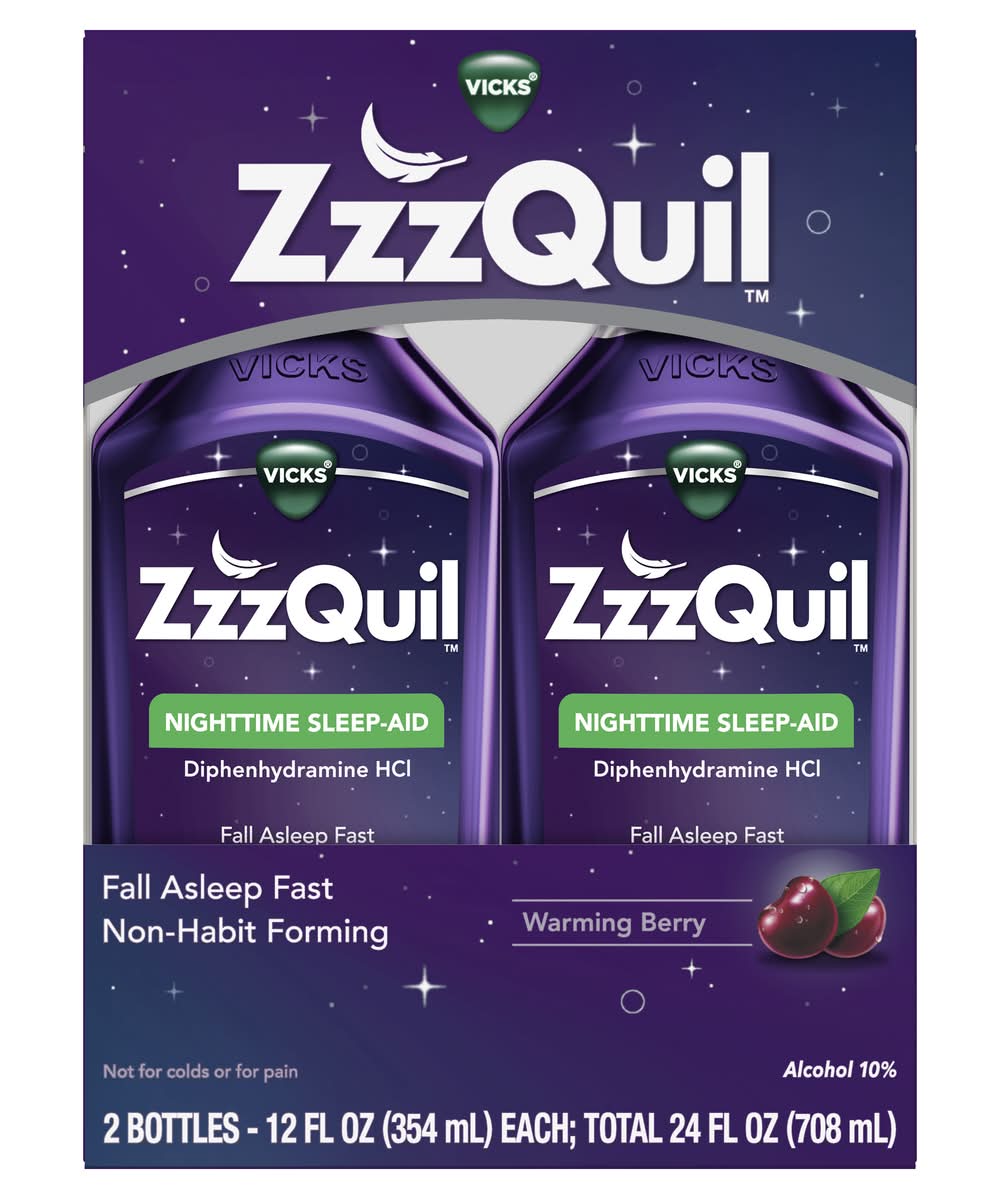 ZzzQuil Nighttime Sleep Aid Liquid, Warming Berry (2 x 12 oz)