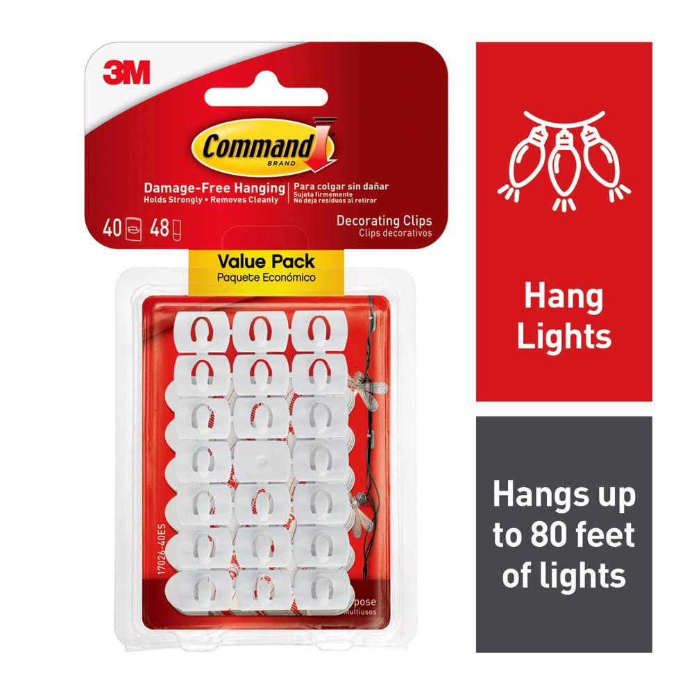 Command Decorating Clips 40-Pack White Adhesive Storage/Utility Hook (0.5-lb Capacity) | 17026-40ES