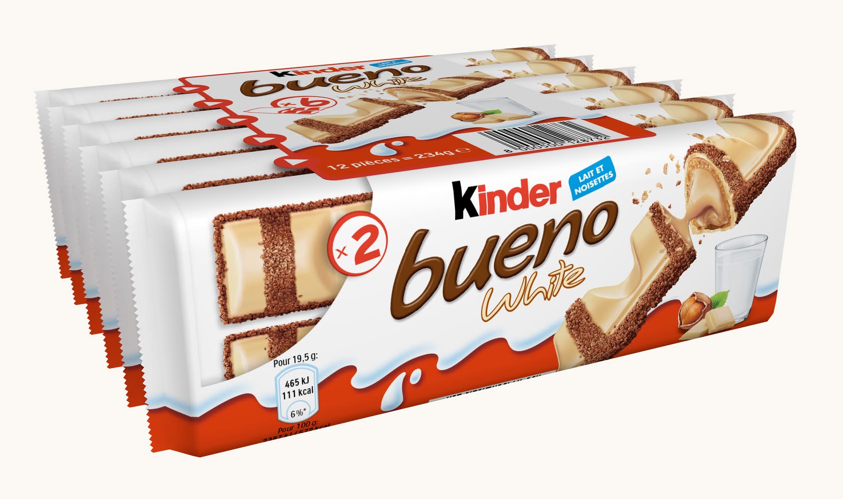 Kinder - Bueno blanc barres de chocolat (6 x 2)