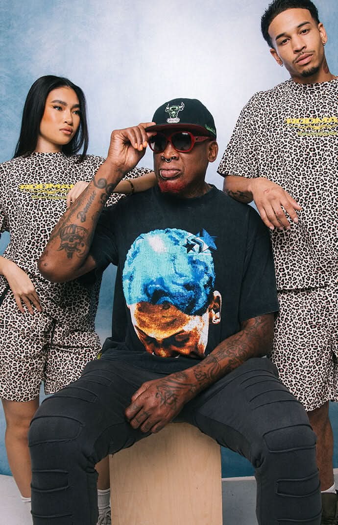 RODMAN BRAND Men's Star Globe T-Shirt Washed Black L