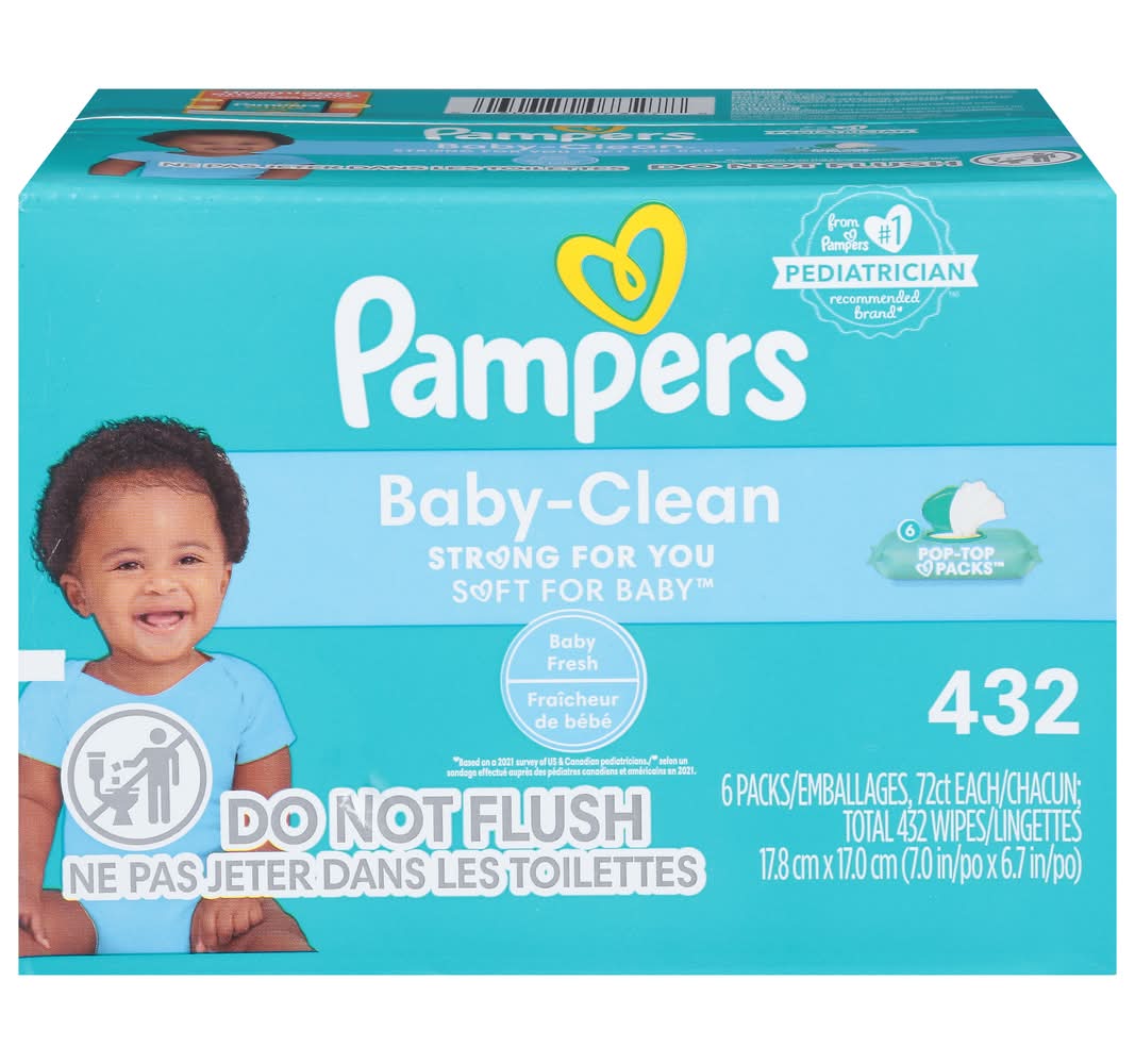 Pampers Baby Clean Wipes Baby, 17.8x17 cm (6 x 72 ct)