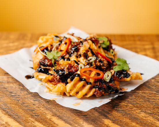 Loaded Waffle Fries* with BBQ Pulled Pork