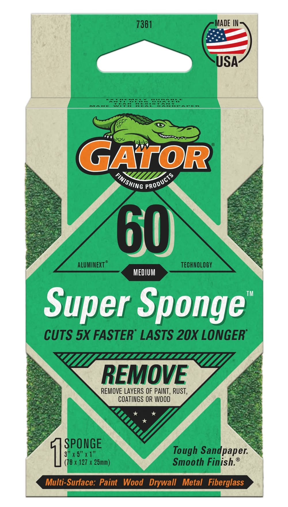 Gator AlumiNext Extra coarse 60-Grit Sanding Sponge 3-in x 5-in