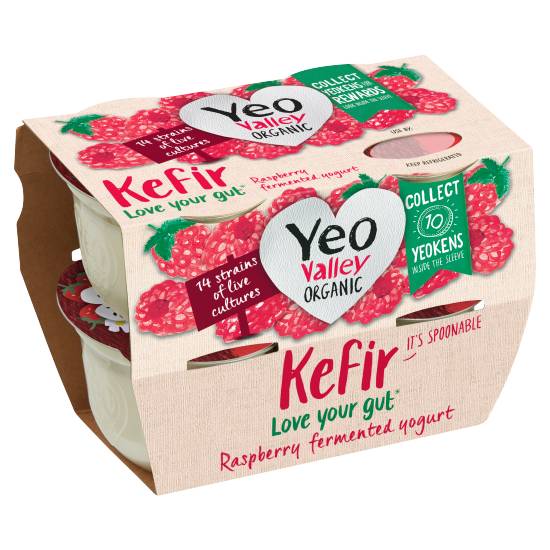 Yeo Valley Organic Kefir Raspberry Yogurt (4 ct)