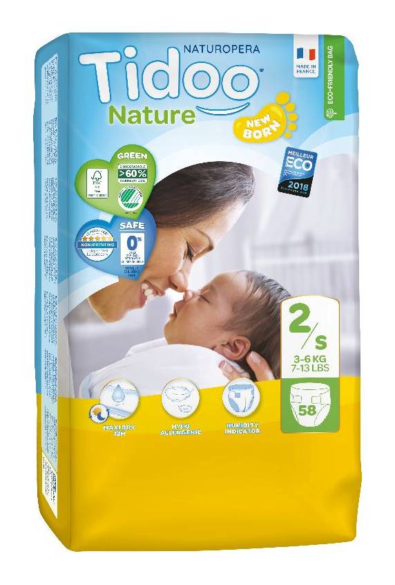 Tidoo - Nature couches bébé 3-6 kg, Taille 2-S (58)
